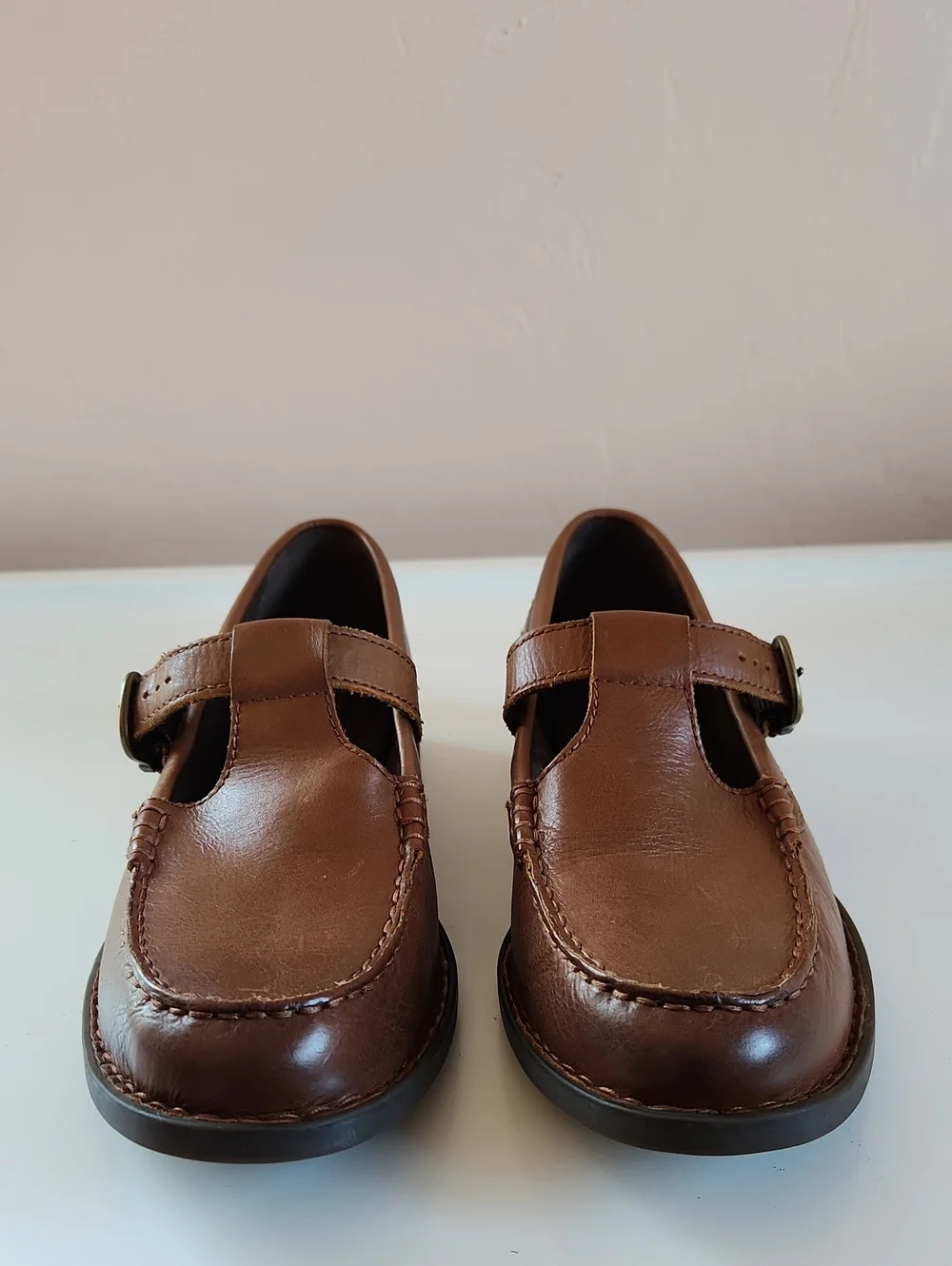 Born Women's T-Strap Loafers Miki Brown Solera Size 8